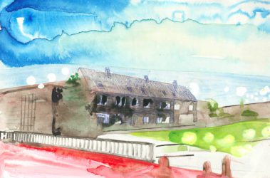De groeten uit Hoofddorp, Gemengde techniek op MDF, ± 20 x 30 cm