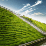 De Groene Dijk, een innovatieve brug met tunnels en een waterval, die geschiedenis en duurzaamheid combineert.