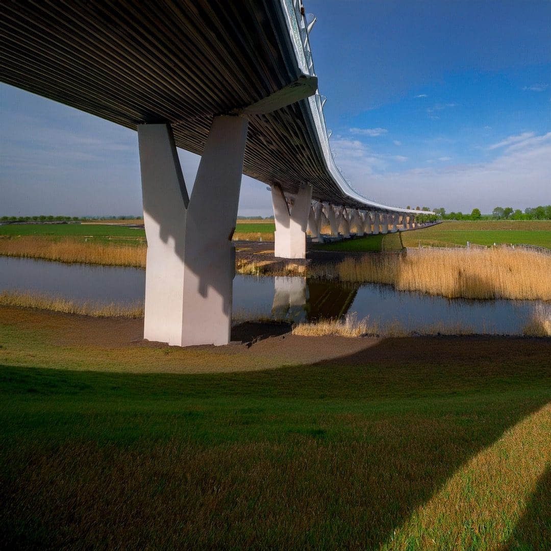 The Serpent Bridge (De Slangenbrug) – Een Organische Verbinding in het Landschap De Slangenbrug, een organische en speelse brug die door het landschap slingert.