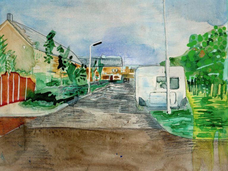De groeten uit Hoofddorp, Gemengde techniek op MDF, ± 20 x 30 cm